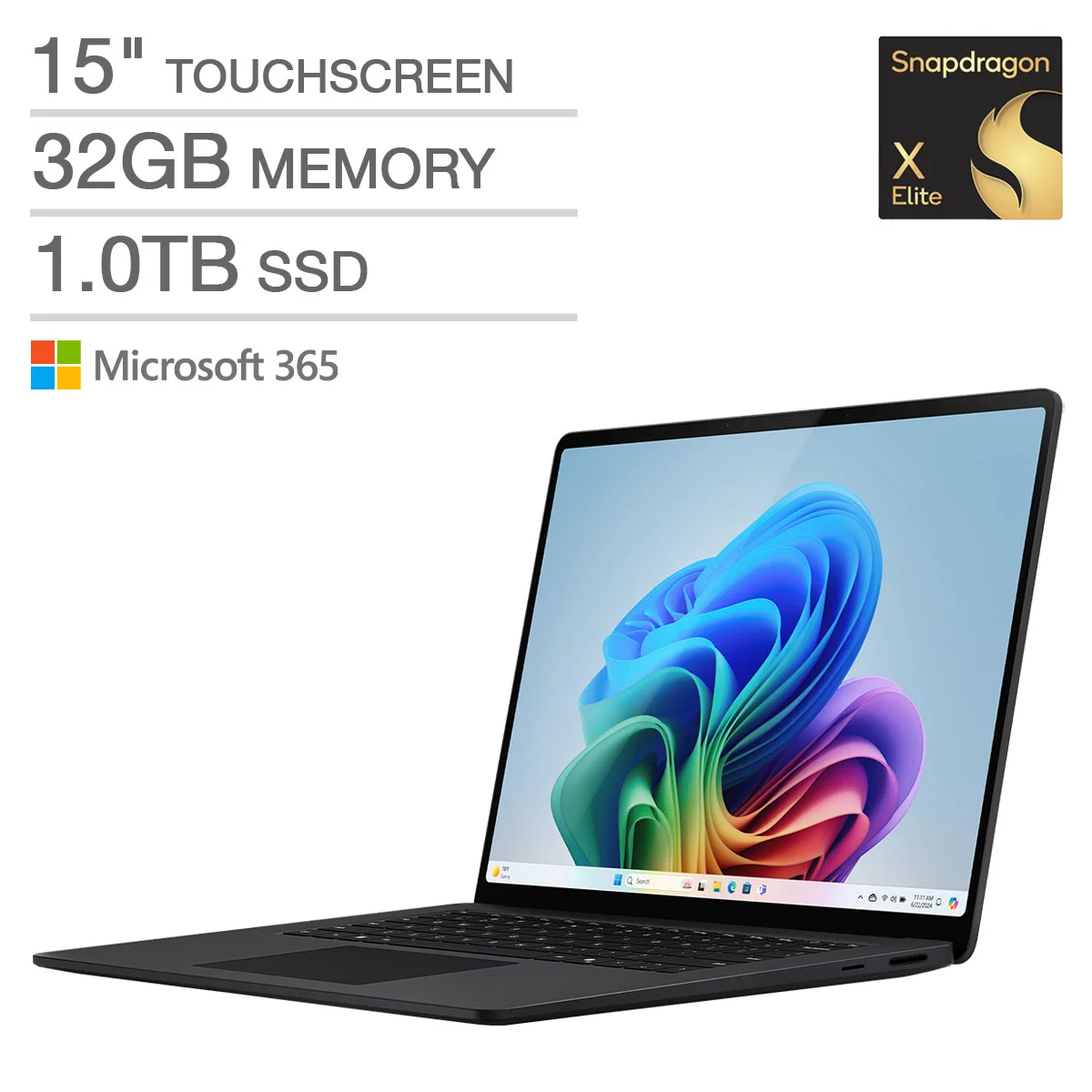 MICROSOFT SURFACE PRO Copilot (ZHI-00001) Pantalla Táctil 15" 2K (2496 x 1664) TOUCHSCREEN LAPTOP GRAPHITE - Procesador Qualcomm Snapdragon X Elite (12 core) - RAM 32GB - Disco Sólido SSD 1TB - Win 11 Copilot+ PC - Peso 1.66kg.