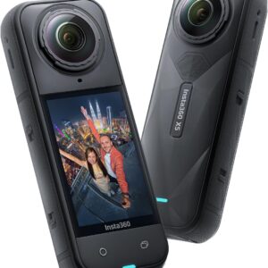 Cámara de acción Insta360 X5 8K - Negra Ultimo Modelo Insta360 X5 - Cámara de acción impermeable 8K de 360°, luz baja, efecto selfie stick invisible, lente resistente y reemplazable, batería de 3 horas, protector de viento integrado, estabilización