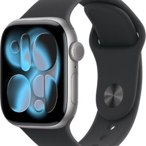 Apple Watch Series 11 [GPS 42mm] SPACE GRAY ALUMINIUM CASE WITH BLACK Sport Band Malla Talle S/M (130-180mm) GPS MEQW4LW/A Puntuación de sueño, rastreador de fitness, monitoreo de salud, Always-On Display, Water Resistant