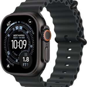 Apple Watch Ultra 3 [GPS + Cellular 49mm] Running & Multisport Smartwatch Black Titanium Case w/Black Ocean Band (130–200mm) . Satellite Communications, Advanced Health & Fitness Tracking MF0J4LW/A