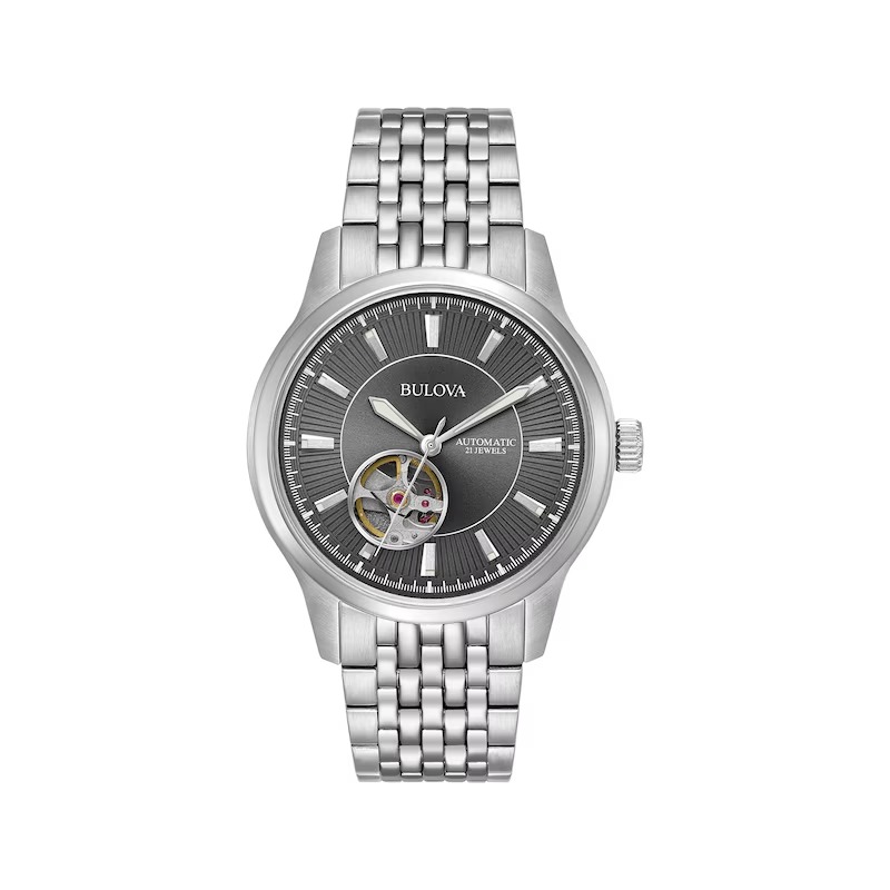 Reloj Bulova 96A190 Caja 40mm Automatico para Caballero Correa de Acero Inoxidable Plateado Cristal mineral – Clásico Esqueleto