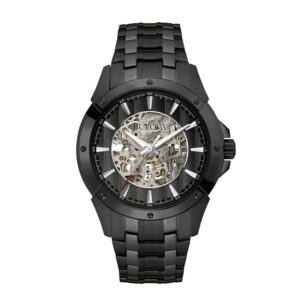 Reloj Bulova 98A147 Caja 43mm Automatico para Caballero Correa de Acero Inoxidable Negro Cristal mineral – Clásico Esqueleto Completo