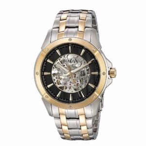 Reloj Bulova 98A146 Caja 43mm Automático para Caballero Correa de Acero Inoxidable Bitono Cristal mineral – Esfera Negra