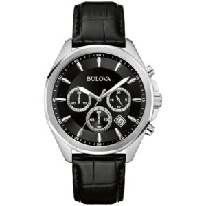 Reloj Bulova 96B450 Caja 41mm Cuarzo para Caballero Correa de Acero Inoxidable Plateado Cristal mineral – Clásico Cronógrafo