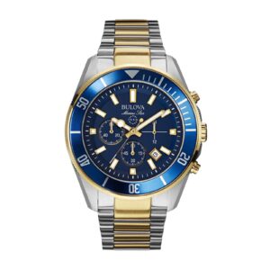 Reloj Bulova 98B230 Caja 43MM Cuarzo para Caballero Correa de Acero Inoxidable Plata - Marine Star Cronógrafo Calendario