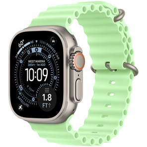 Apple Watch Ultra 3 [GPS + Cellular 49mm] Running & Multisport Smartwatch Natural Titanium Case w/Neon Green Ocean Band (130–200mm) . Satellite Communications, Advanced Health & Fitness Tracking MF1V4LW/A