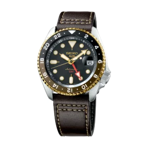 Reloj Seiko SSB429P1 Caja 42mm Cuarzo para Caballero Correa de Cuero 5 Sports SKX GMT Cristal Mineral