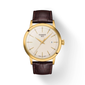 Reloj Tissot T1294103626100 Caja 42mm Cuarzo para Caballero Correa de Cuero Marrón Cristal de zafiro - Esfera Marfil