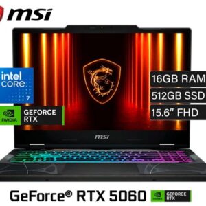MSI Cyborg 15 (B2RWFKG-071US) GAMING LAPTOP Color Black - Procesador Intel Core 7 240H - RAM 16GB - Disco 512GB SSD - Pantalla 15.6" 144Hz Full HD 1920x1080 - NVIDIA GeForce RTX 5060 6GB vRAM Windows 11