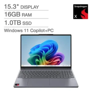 LENOVO IDEAPAD SLIM 3X (83N30010US) Pantalla Táctil 15.3" Full HD+ (1920 x 1200) TOUCHSCREEN NOTEBOOK GRAY - Procesador Snapdragon X X1-26-100 – RAM 16GB – SSD 1TB – Teclado Retroiluminado – Win 11 - Peso 1,60 Kg. (Pad Numerico)