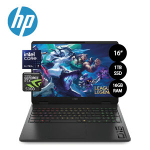 HP GAMING OMEN 16-am0073dx - Pantalla 16" Full HD+ (1920x1200) 144Hz - Procesador Intel Core Ultra 7 255H -  RAM 16GB - Disco Sólido 1TB SSD - Placa de Video Nvidia RTX 5060 8Gb - Windows 11 Color Black - Backlit Keyboard RETROILUMINADO con Pad Numérico