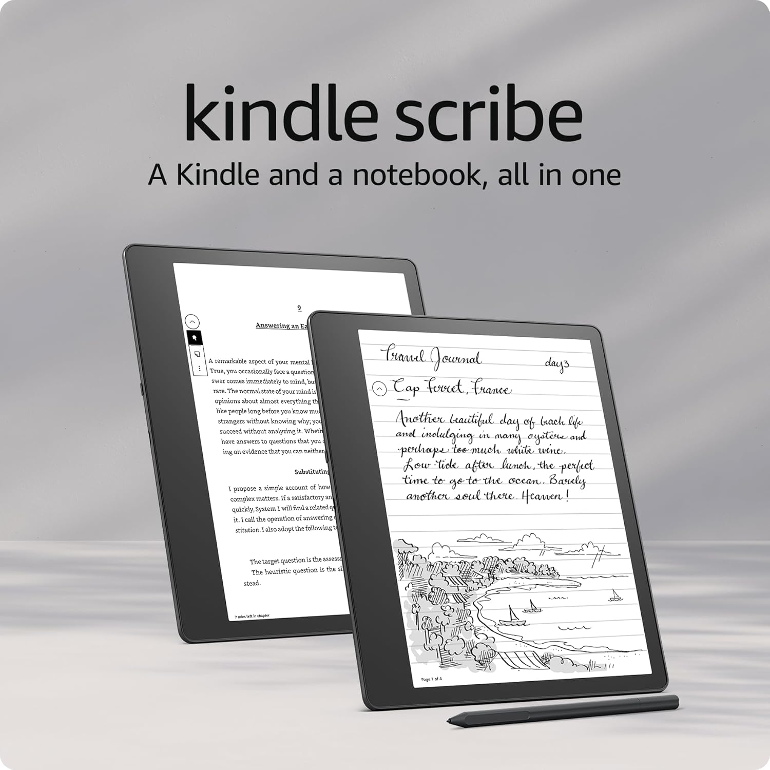 Amazon Kindle Scribe (32 GB) Pantalla Paperwhite de 10.2″ y 300 ppp, un Kindle y un cuaderno todo en uno, convierte notas en texto y compártelas, incluye lápiz prémium