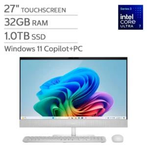 DELL 27 (DEC27260-7201WHT) 27" Full HD (1920 x 1080) IPS TOUCHSCREEN ALL IN ONE WHITE - Procesador Intel Core Ultra 7 processor 355 - RAM 32GB - Disco Sólido SSD 1TB - Windows 11 - Teclado y Mouse Inalámbricos