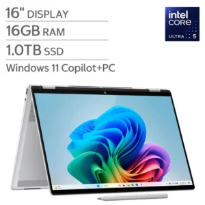 HP OMNIBOOK 7 FLIP Copilot+ PC (16-AU0055CL) Pantalla Táctil 16" 2K (1920 x 1200) TOUCHSCREEN  LAPTOP 2-IN-1 SILVER - Procesador Intel Core Ultra 5 226V - RAM 16GB - Disco Sólido SSD 1TB - Placa de Video Intel® Arc™ 130V GPU (8GB) - Win 11 - Peso 2.10Kg. - Lápiz HP USB-C Rechargeable MPP2.0 Tilt Pen Included