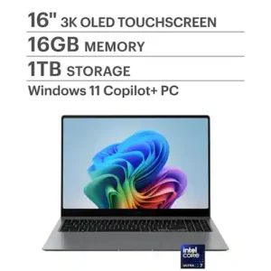 SAMSUNG GALAXY BOOK 5 PRO (NP960XHA-KG2US) Pantalla Táctil 16” 3K WQXGA+ (2880 x 1800) 120Hz OLED AMOLED TOUCHSCREEN NOTEBOOK [Pad Numérico] - Procesador Intel Core Ultra 7 Series 2 256V - Ram 161GB - Disco Sólido SSD 1Tb - Win 11 - Color GRAY - Peso 1.65Kg.