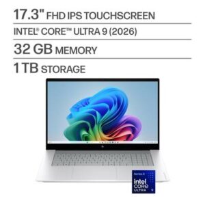 HP OMNIBOOK X 17-DE0043DX Pantalla Táctil 17.3" Full HD (1920 x 1080) TOUCHSCREEN LAPTOP GLACIER SILVER (Pad Numerico) - Procesador Intel Core Ultra 9 Series 3 386H - RAM 32GB - Disco Sólido SSD 1TB - Win 11 - Peso 2.51Kg.