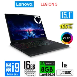 LENOVO LEGION 5i (83LY0007US) Pantalla 15.1" OLED WQXGA (2560 x 1600) 165Hz GAMING LAPTOP Color Eclipse Black - Procesador Intel Core i9-14900HX - RAM 16GB - Disco Sólido SSD 1TB - Placa de Video NVIDIA GeForce RTX 5070 with 8GB GDDR7 - Win 11 - Teclado Retroiluminado con Pad Numerico