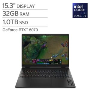 HP HyperX OMEN (15-ga0103cl) GAMING LAPTOP BLACK (Pad Numérico) - Pantalla 15.3" 2.5K (2560 x 1600) 180Hz - Procesador Intel Core Ultra 9 Series 275HX -  RAM 32GB - Disco Sólido 1TB SSD - Placa de Video Nvidia RTX 5070 8Gb GDDR7 - Windows 11  - Backlit Keyboard RETROILUMINADO - Peso 2,53Kg.