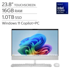 DELL (DEC24260-7157WHT) 23.8" Full HD (1920 x 1080) IPS TOUCHSCREEN ALL IN ONE WHITE - Procesador Intel Core Ultra 7 processor 355 - RAM 16GB - Disco Sólido SSD 1TB - Windows 11 - Teclado y Mouse Inalámbricos