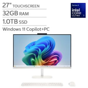 HP OMNISTUDIO 27-cy0077c Copilot+ PC Pantalla Táctil 27" Full HD (1920 x 1080) 75Hz TOUCHSCREEN IPS ALL IN ONE Color WHITE - Procesador Intel Core Ultra 7 355 - Ram 32gb - Disco SSD 1TB - Win 11 - Teclado y Mouse Inalámbricos
