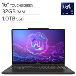 MSI Venture 16 AI (A2HMTG-032US) LAPTOP BLACK - Procesador Intel Core Ultra 9 Series 2 285H - Disco SSD 1TB SSD - RAM 32GB - Pantalla Táctil 16" OLED (2048 x 1280) Touchscreen -	Backlit Keyboard - WIN 11 - Peso 1.90Kg.