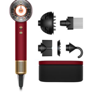 Secador de pelo Dyson Supersonic Nural (Red velvet/Gold (HD 16 RVG EU) + Set de cepillos y pinzas para el pelo(Negro/Rosé) ACC GLOB BRCRO