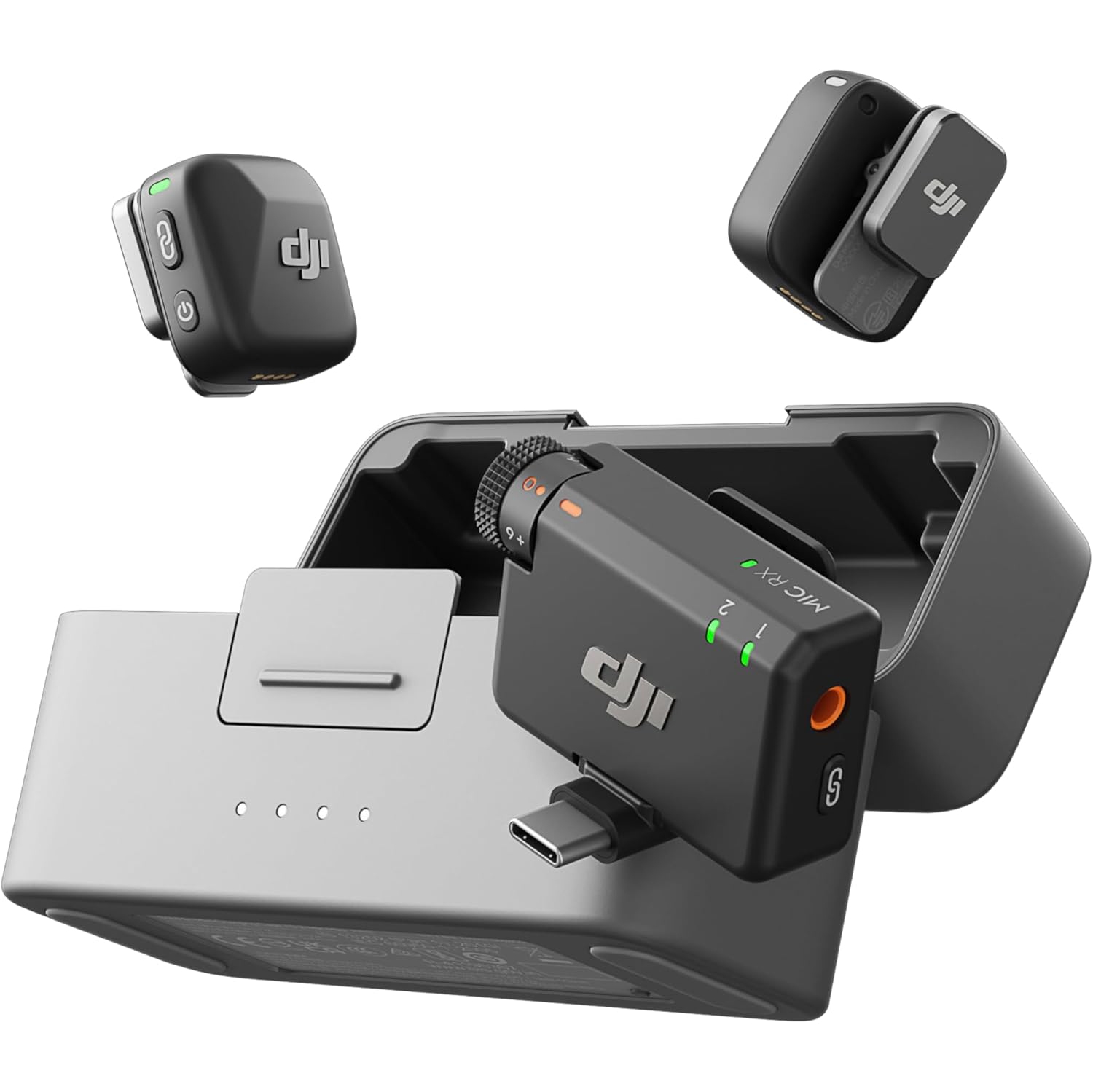 MICROFONO WIRELESS DJI MIC MINI (2 PERSON) (2 TX + 1 RX + Charging Case) Mobile Phone Adapter