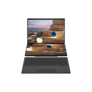 ASUS ZENBOOK DUO (UX8407AA-PSX9T) Doble Pantalla Táctil 14" 3K OLED (2880 x 1800) 144Hz DUAL TOUCHSCREEN LAPTOP Color GRIS OSCURO - Procesador Intel Core Ultra X9 388H - RAM 32GB - Disco Sólido SSD 1TB - Win 11 - Peso 1,28Kg.