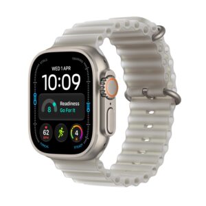 Apple Watch Ultra 4 [GPS + Cellular 49mm] Running & Multisport Smartwatch Natural Titanium Case w/Translucent Gray Ocean Band (130–200mm) MJAD4LS/A - Batería hasta 50 hs, GPS Doble Frecuencia, Comunicación Satelital, Sensor de Frecuencia Cardíaca más Preciso