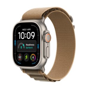 Apple Watch Ultra 4 [GPS + Cellular 49mm] Running & Multisport Smartwatch Natural Titanium Case w/Desert Alpine Loop Malla Talle L (165–210mm) MJAG4LS/A - Batería hasta 50 hs, GPS Doble Frecuencia, Comunicación Satelital, Sensor de Frecuencia Cardíaca más Preciso